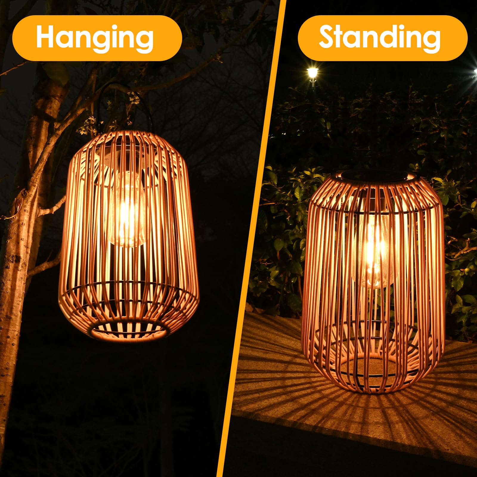 Zwoos Tuinverlichting op zonne-energie, heldere rotan, boho-stijl, hang/ staand, zonnelampen voor balkon, terras, tuindecoratie Zwoos Tuinverlichting op zonne-energie, heldere rotan, boho-stijl, hang/ staand, zonnelampen voor balkon, terras, tuindecoratie