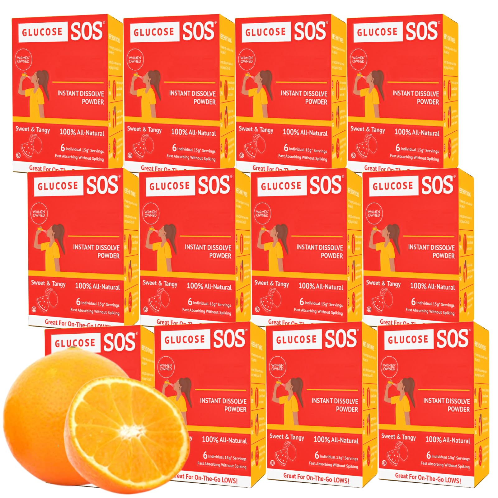 Glucose SOS Glucose Powder Packets with Natural Dextrose, Fast-Absorption That Instantly Dissolves in Your Mouth with No Water Needed, Sweet & Tangy 72 Servings