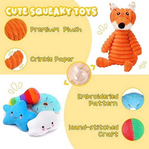 Miniatura 3 de Zeaxuie Paquete de 20 juguetes de lujo para cachorros para dentición, lindos juguetes para perros pequeños con juguetes de goma para masticar