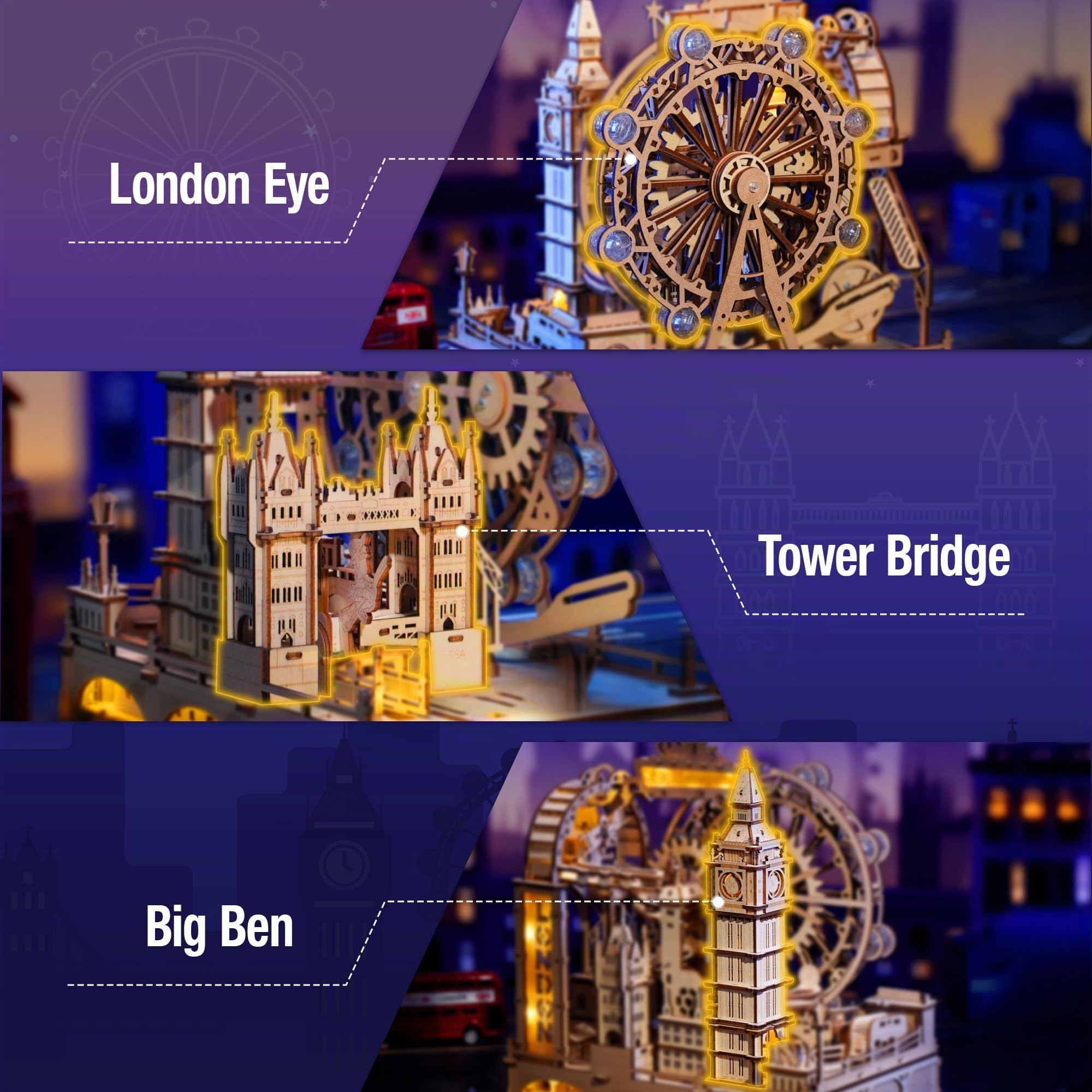 ROKR Puzzle 3D Bois,Maquette en Bois,Marble Travel London,EGB01 | Souvenir Londres pour Adultes, Kit de Construction Modélisme Décoration Bureau & Maison Cadeau