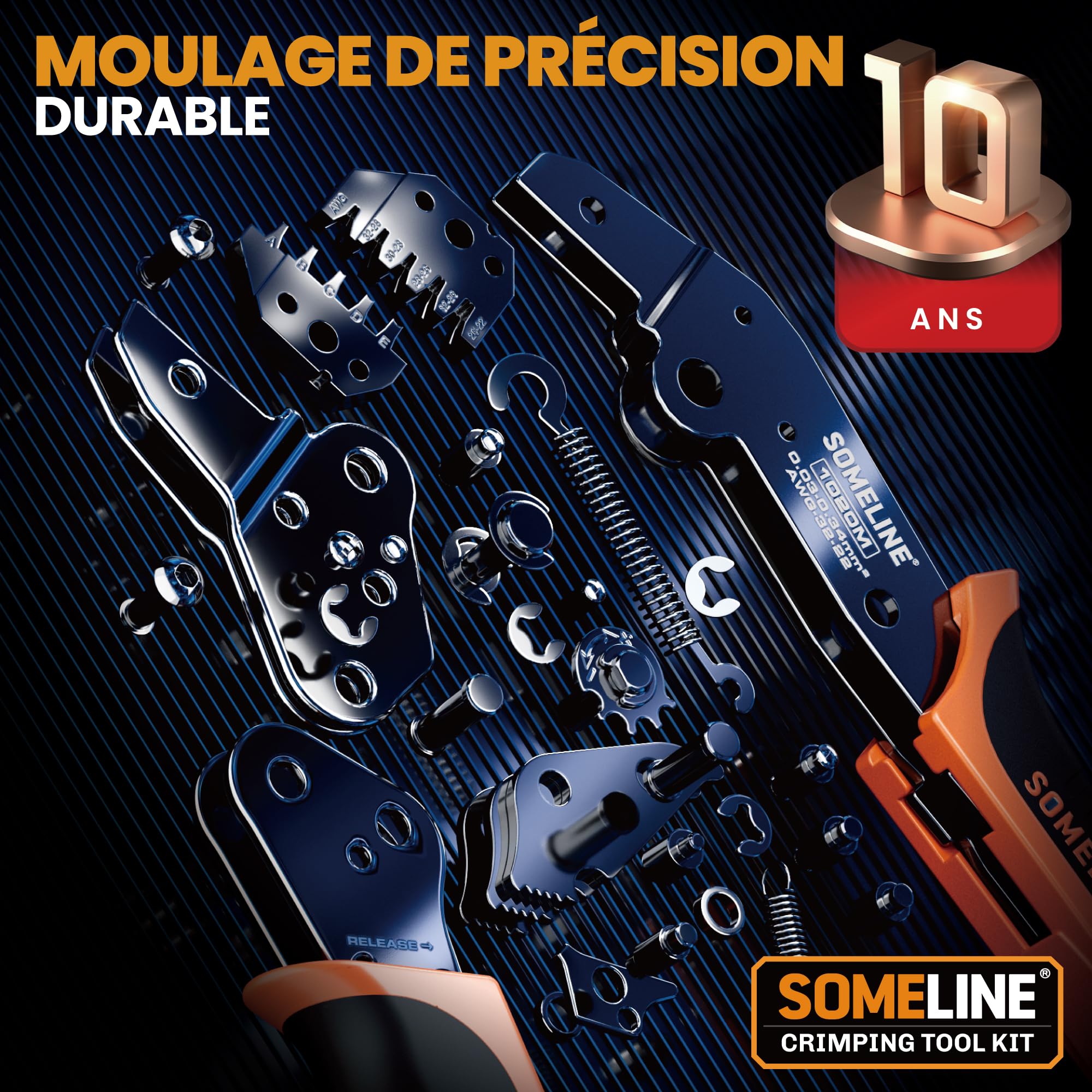 SOMELINE Jeu de fiches à sertir, 21 types [0,03-0,34 mm²] Jeu de fiches 1,0 mm-2,0 mm, Pince à sertir pour connecteurs pour Molex, JST-PH et Dupont