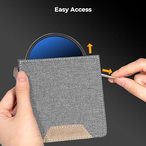 Miniatura 10 de K&F Concept Bolsa de filtro de lente, estuche de filtro de lente de 3 bolsillos para fotografía profesional, bolsa para cinturón, resistente al agua