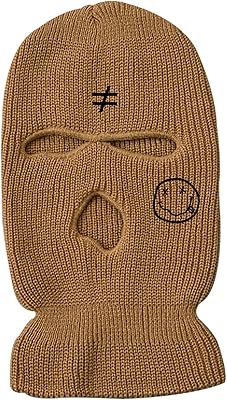 IMSWW 3-Hole Ski Mask Woolen Knitted Hat Winter Warm Outdoor Cycling Windproof Mask Balaclava (White)