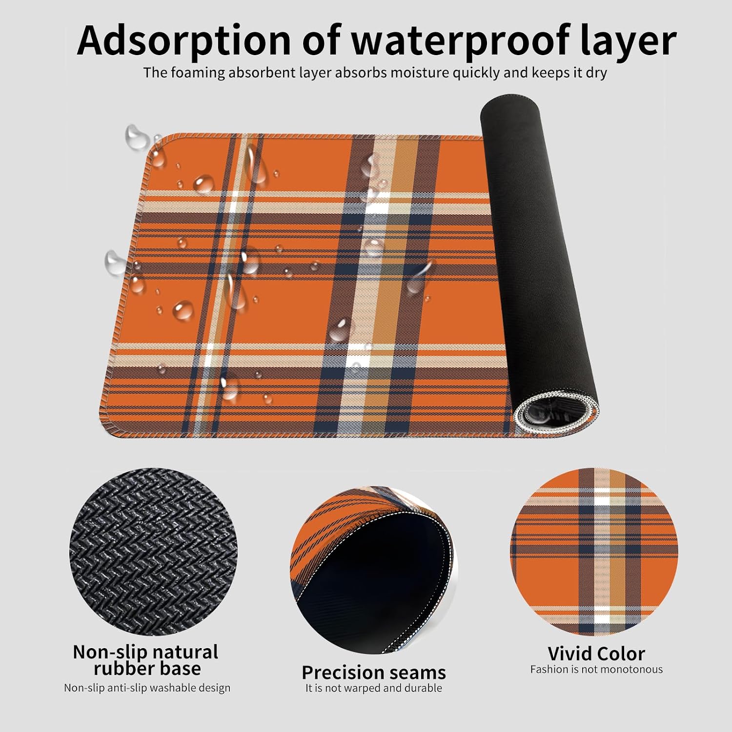 Large Gaming Mouse Pad, Computer Mouse Mat, Funny Desk Pad Protector Decoration, Big Cute Desk Pad, Non-Slip Base 31.5 x 11.8 in Cute Colorful Plaid image 5