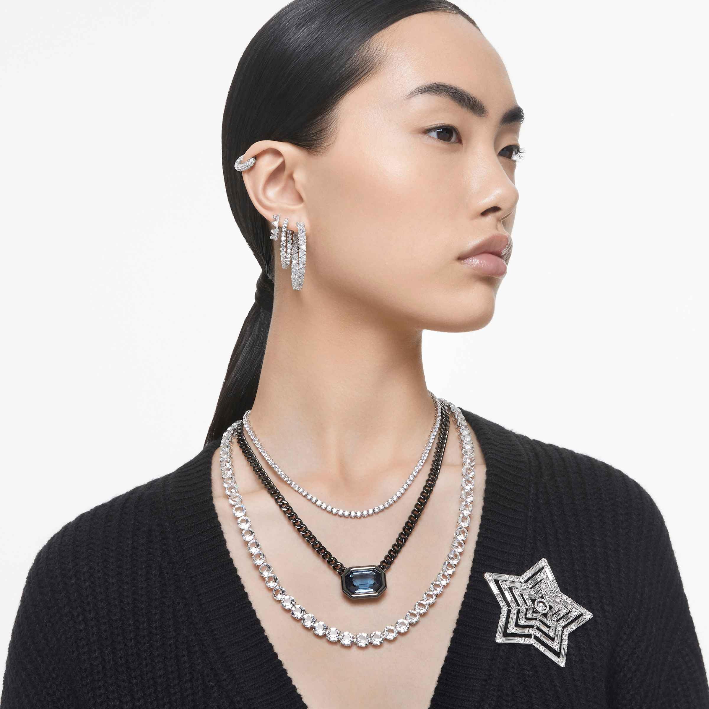 Swarovski Naszyjnik Matrix Tennis, Szlif okrągły, Biały, Powłoka z rodu