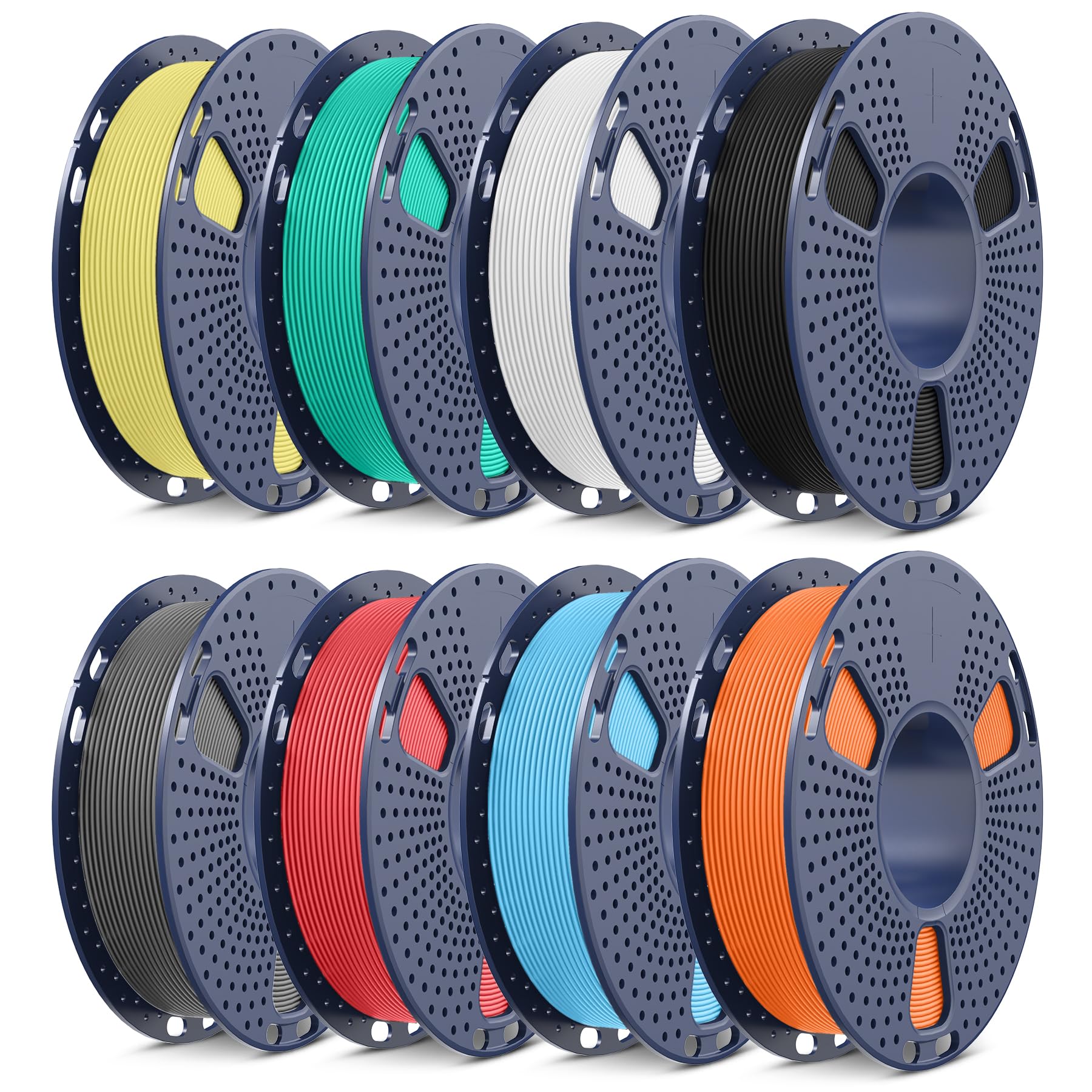 SUNLU Filamento PLA opaco ad alta velocità, 0,25 kg x 8 filamenti per stampante 3D, liscio, opaco, nero, bianco, grigio, verde menta, giallo limone, arancione sole, rosso ciliegia, blu cielo
