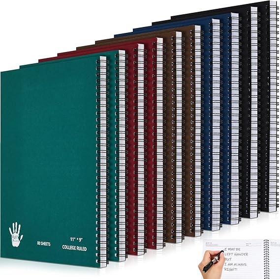 Jutom 10 Pack Jumbo Left Handed Notebooks 11 x 9 Inch