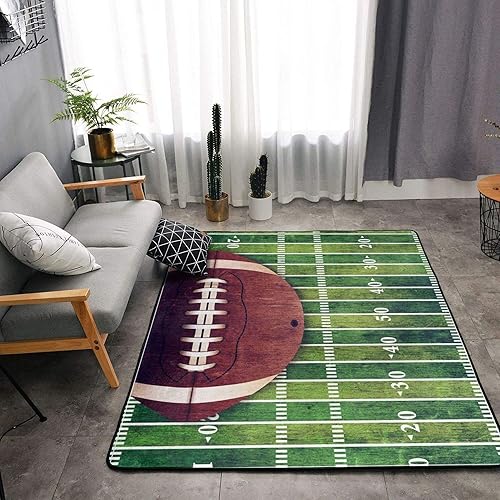 Miniatura 2 de Alfombra deportiva, alfombra retro de campo de fútbol americano y rugby, tapete antideslizante para sala de estar, comedor, dormitorio, decoración
