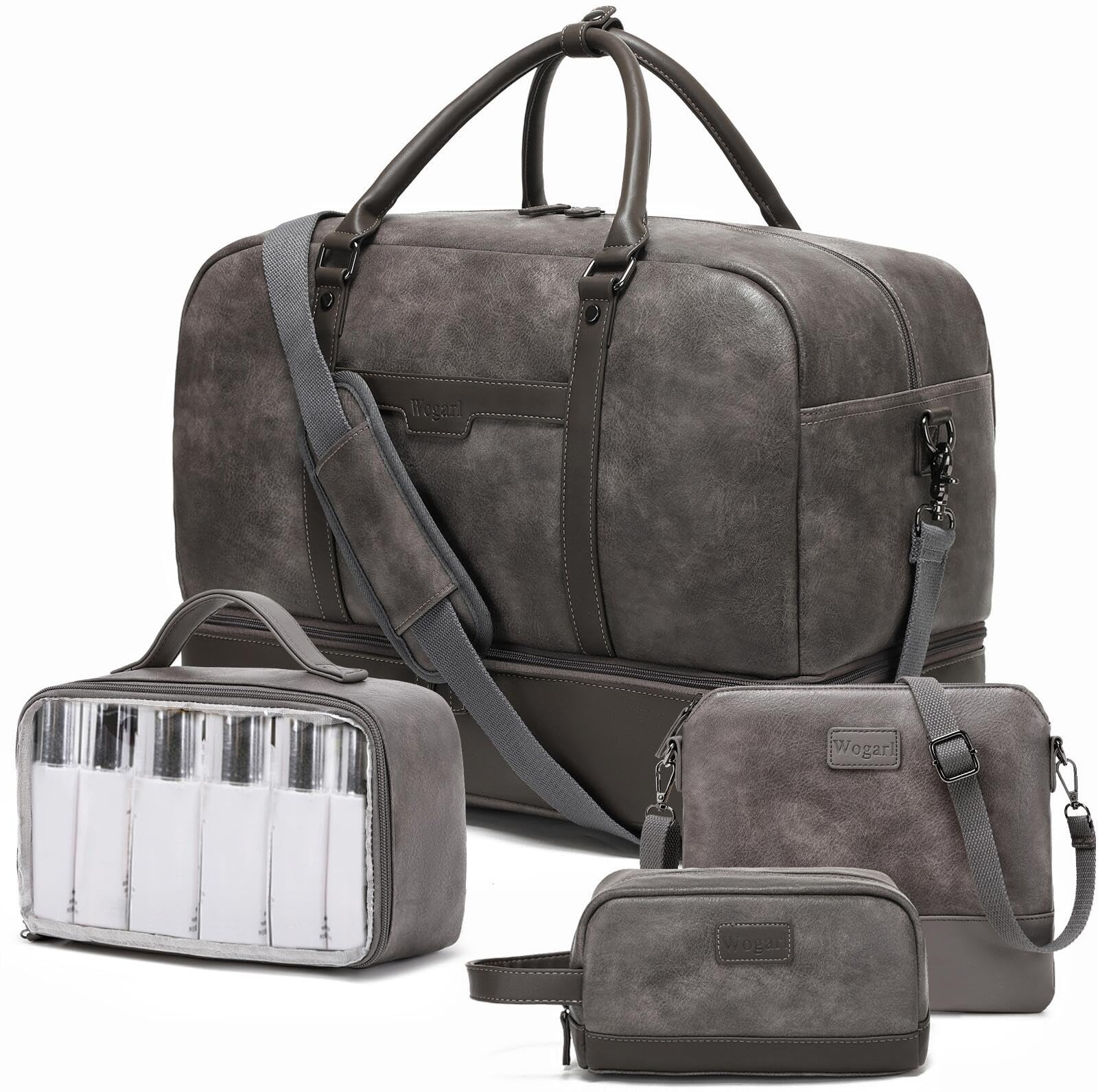 Wogarl Weekender Bag for Women Men Large Overnight Bag Travel Duffel Bag with Shoe Compartment Toiletry Satchel Bag Carry On Bag Fit 21" Laptop