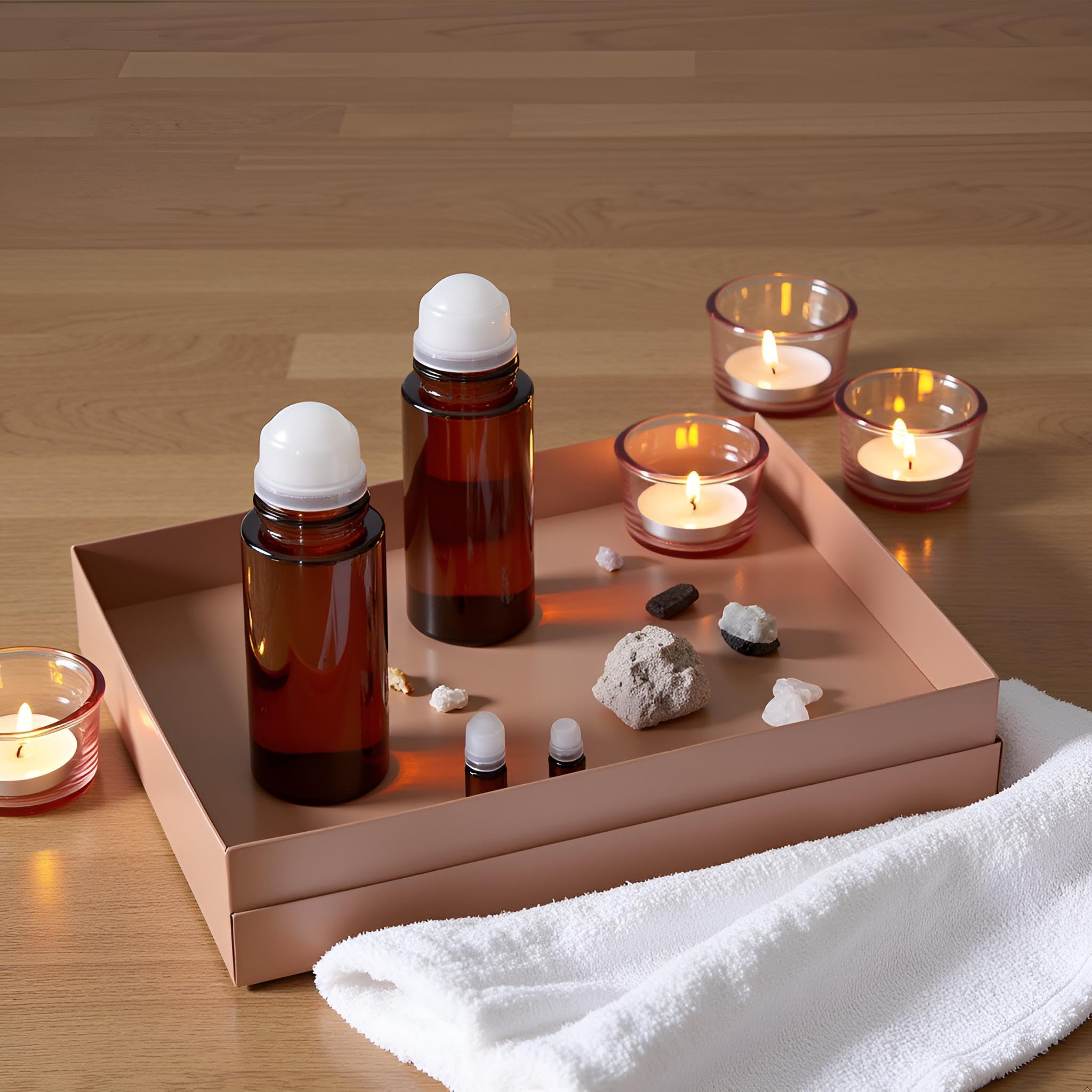 Lot de 2 flacons roulants en verre marron de 30 ml pour huiles essentielles, parfums, flacons à bille rechargeables, déodorants, outils de beauté et de soins personnels pour parfums, cosmétiques