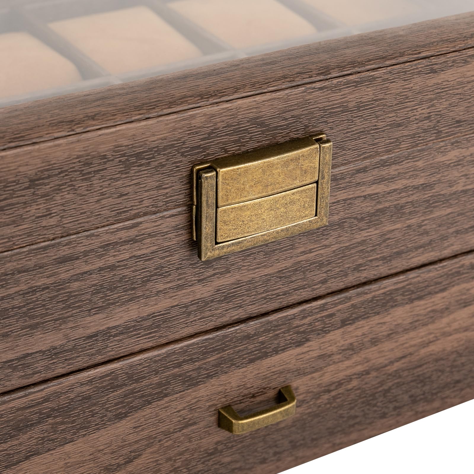 Treeisland Caja para relojes de 24 relojes, caja de reloj con tapa, caja de 24 compartimentos, para hombre y mujer