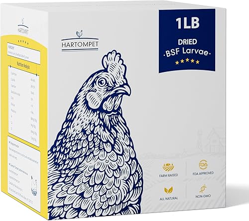 Alimento para pollo rico en nutrientes larvas secas de mosca soldado negro de 1 libra, 100% natural, 85 veces más calcio que los gusanos de la
