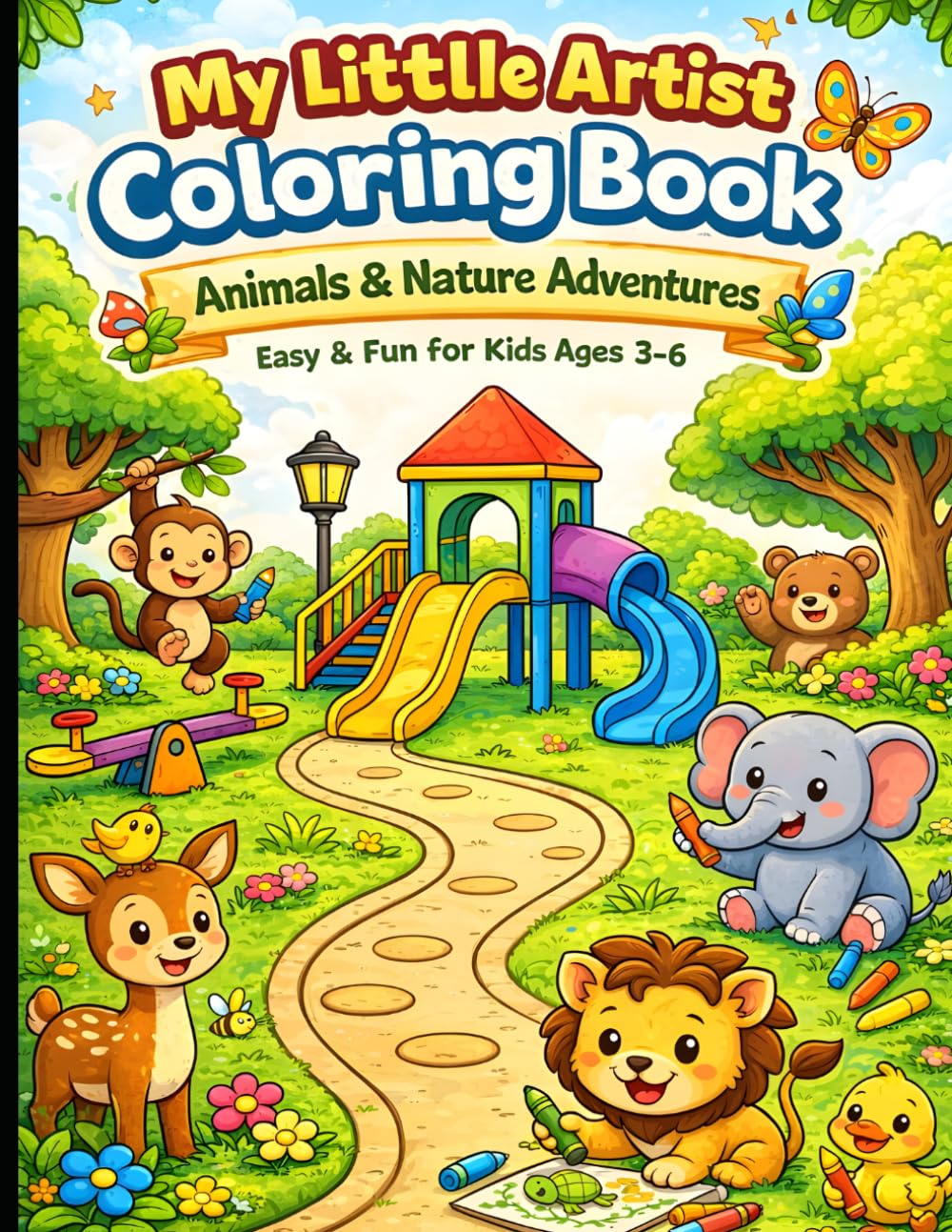 My Little Artist Coloring Book: Animals & Nature Adventures | Easy & Fun Coloring Pages for Kids Ages 3–6 with Birds, Objects and Simple Designs