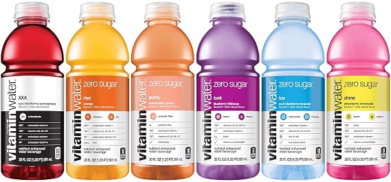 Vitamin Water ZERO Sugar | All Flavor Variety Pack (Sampler) - 20 fl Oz Bottles, Nutrient Electrolyte Enhanced Flavored Drinking Water With Vitamins. Rise, Shine, Ice, Look, Gutsy,  | Pack of 12
