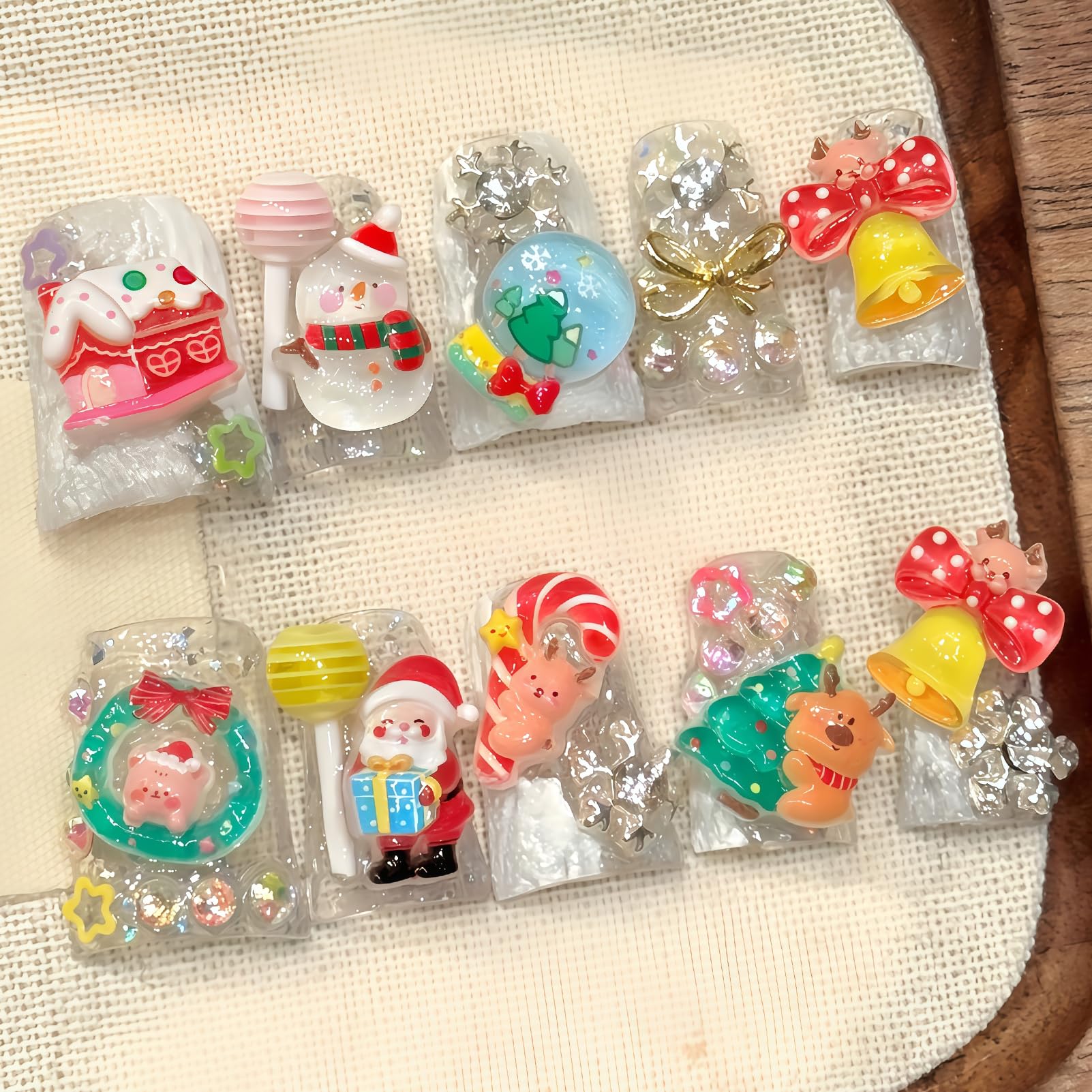 Photo 1 of Handmade Duck Press On Nails, 10Pcs Christmas Duck Nail Shape, Cute Holiday False Nails with 3D Charms, Festive Press On Nails for Women Girls, Christmas Acrylic Nails Handmade Set