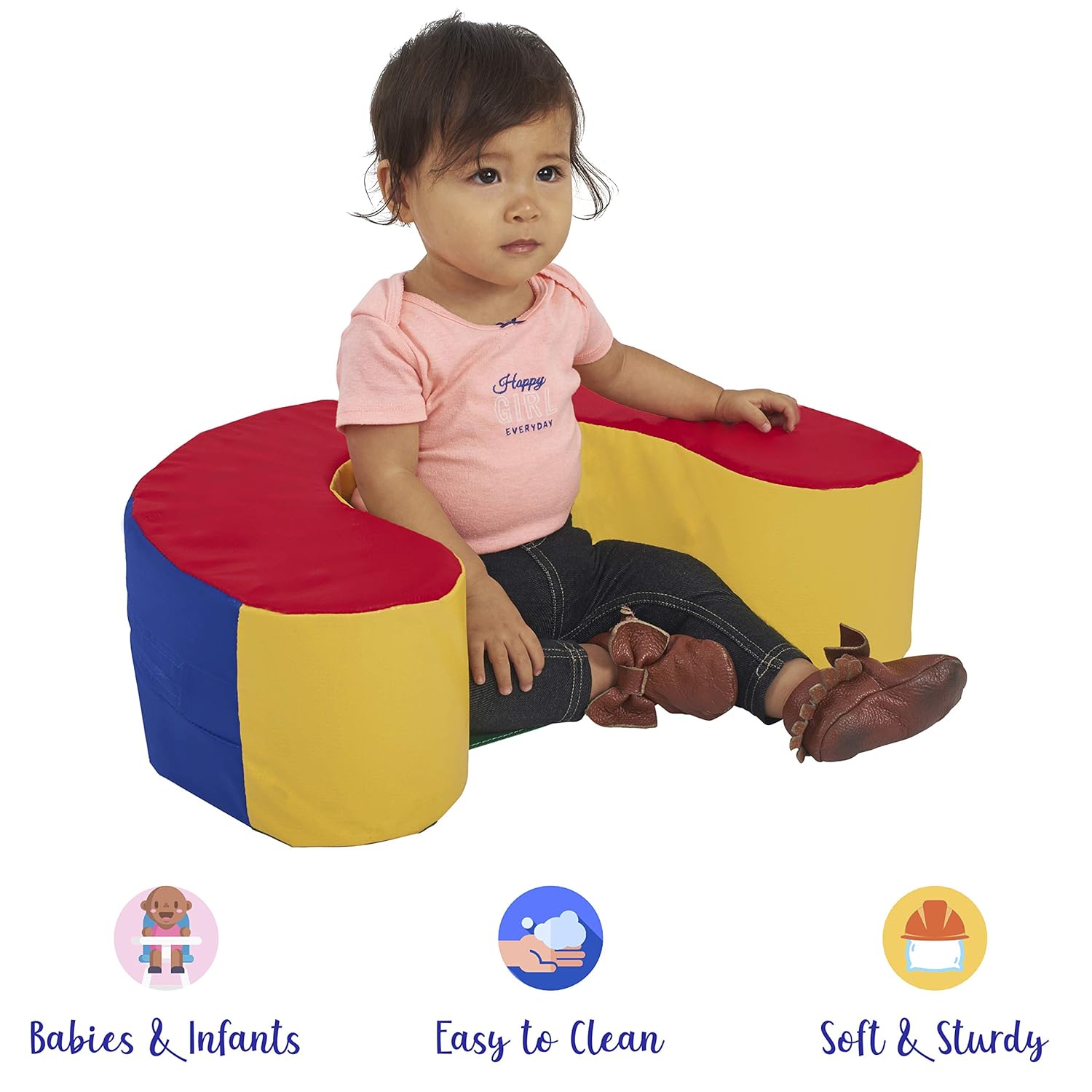 FDP SoftScape Sit and Support Ring for Babies and Infants Learn to Sit, Balance and Strengthen Muscles, Soft Cushioned Foam Floor Seat with Non-Slip Bottom for Nursey, Playroom, Daycare - Assorted
