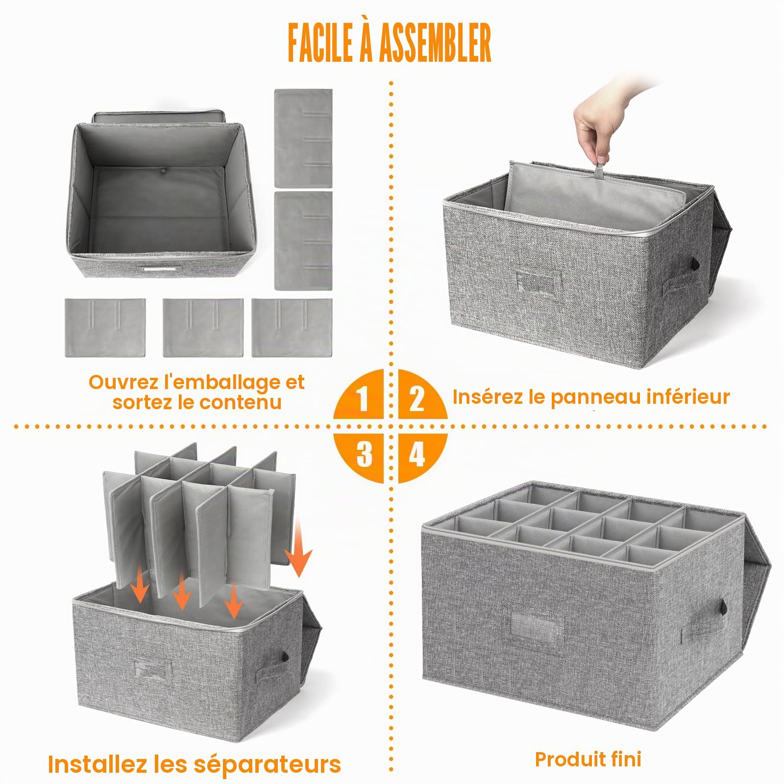 Kukikan Boîte de rangement pour verres à vin avec couvercle, étuis de contenants rigides pour verrerie à pied, boîtes d'emballage pour déménagement de verrerie en cristal, flûte à champagne, pour