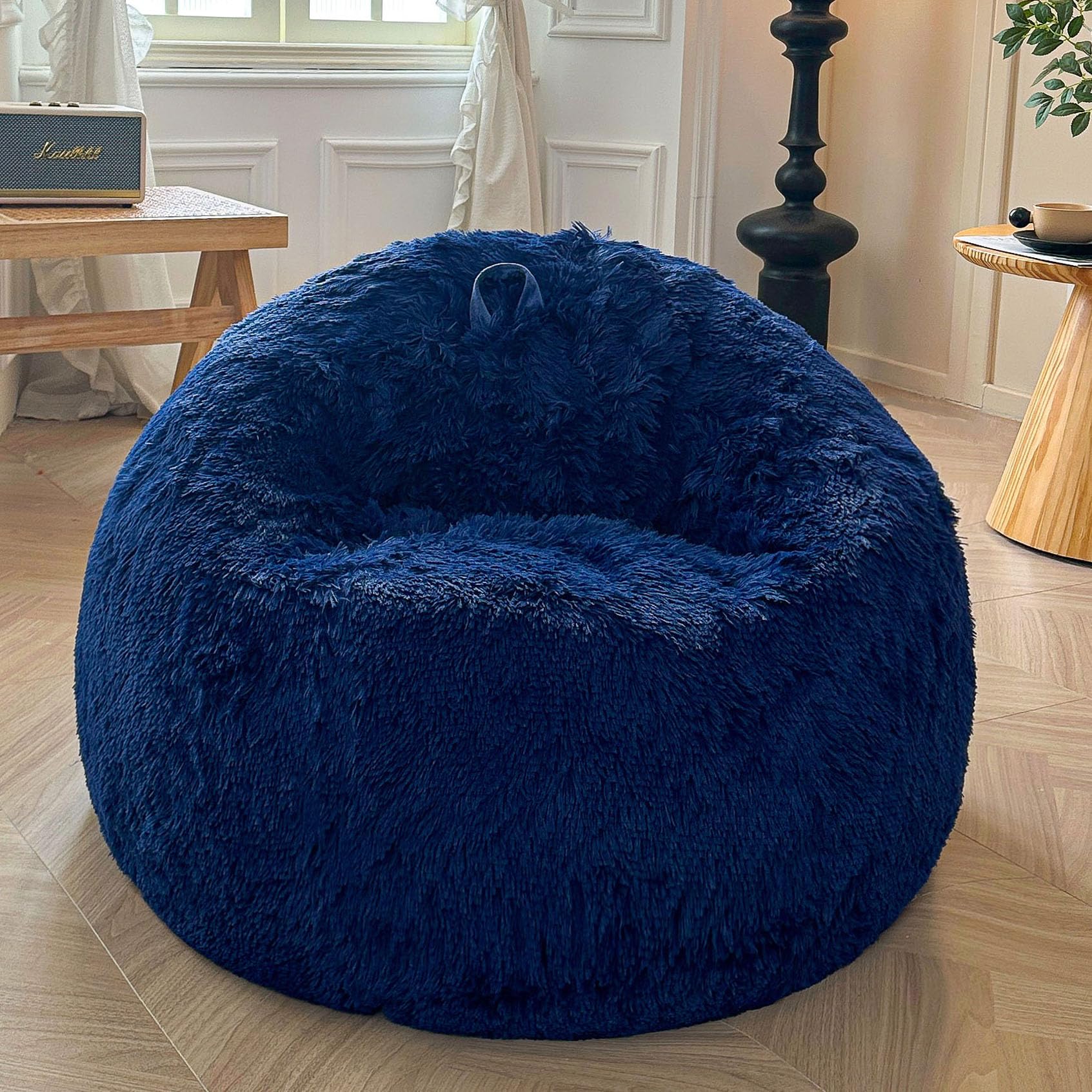 XeGe Fluffy Bean Bag Chair Cover(No Filler), Faux Fur Washable Soft Stuffed Animal Storage Bean Bag Cover for Plush Toys or Textile, Plush Shaggy