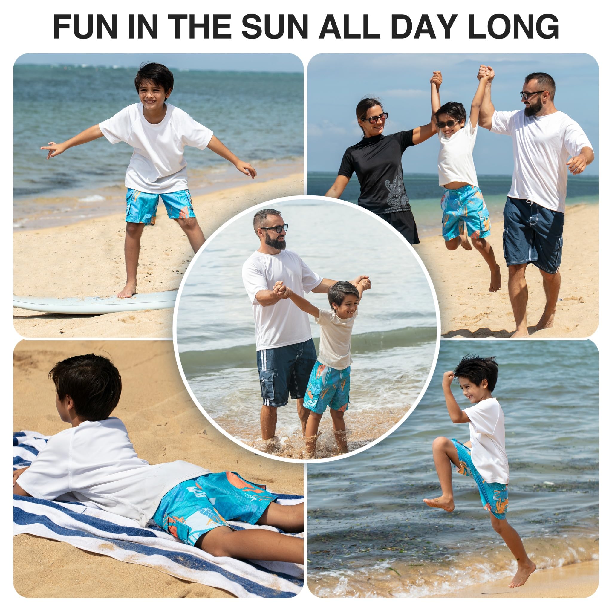 Kanu Surf Line Up Quick Dry UPF 50+ Beach Swim Trunk Costume a Pantaloncino Bambini e Ragazzi