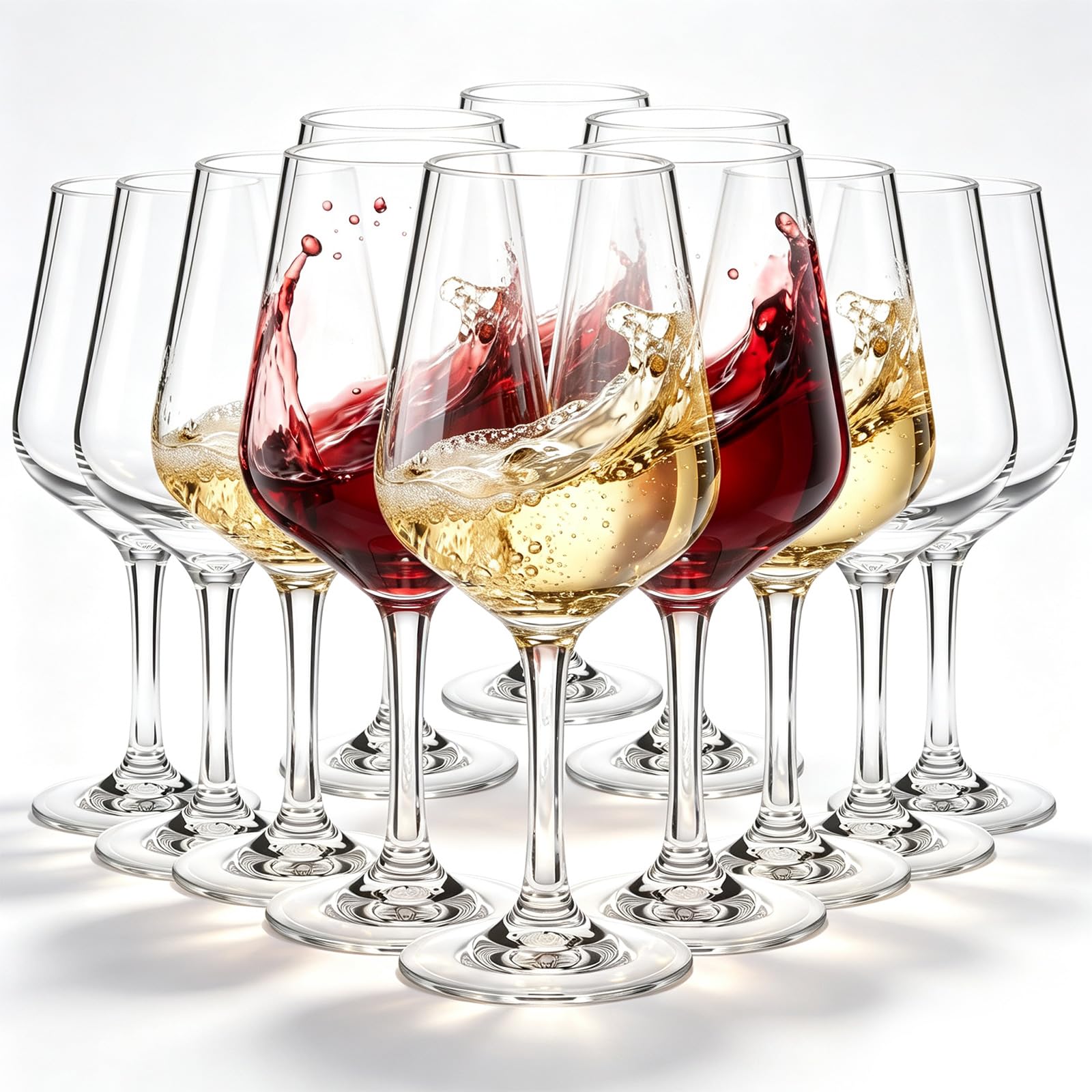 Set of 12 Unbreakable Acrylic Wine Glasses, 12 oz Clear Reusable