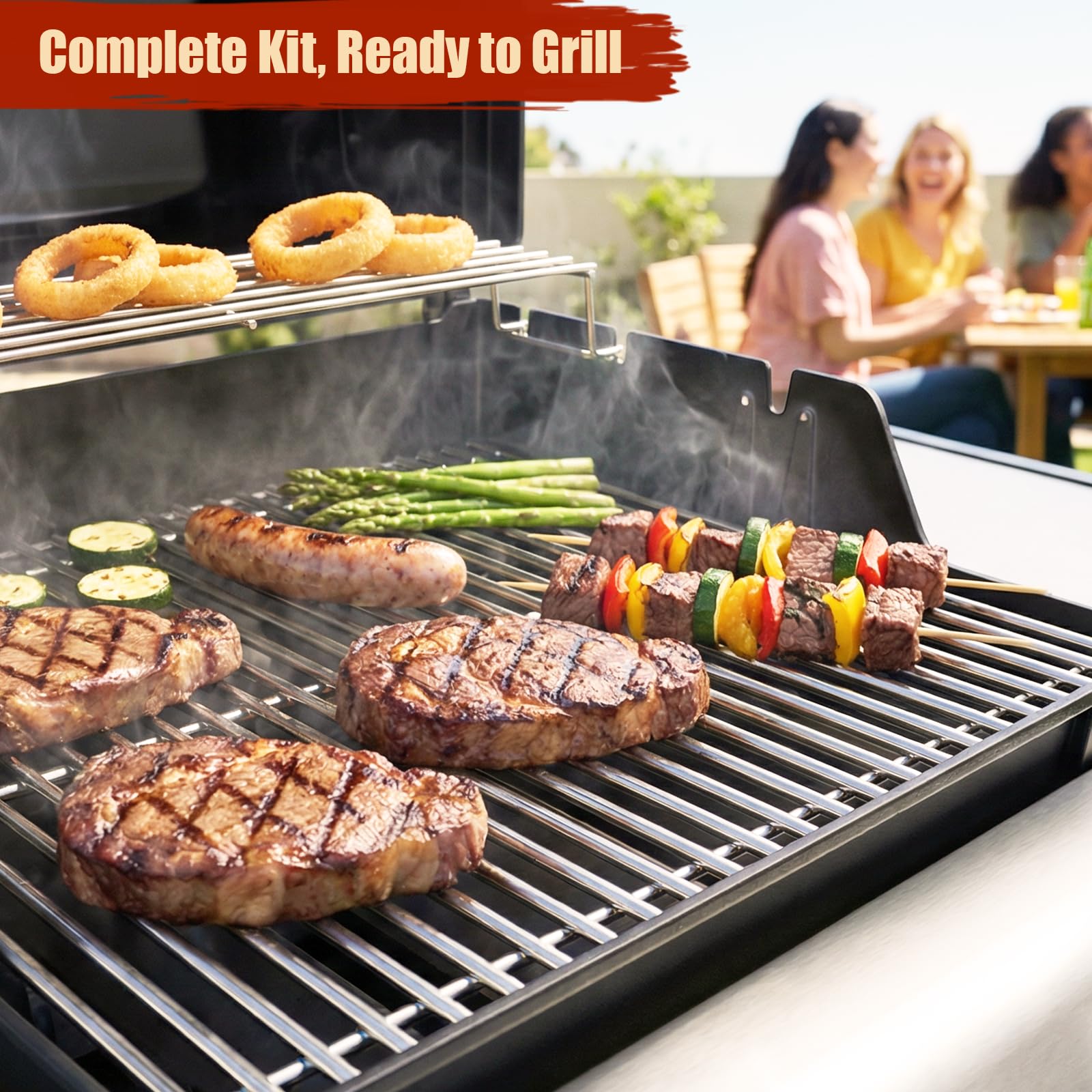 Denmay 3 piezas de repuesto universales para parrilla de gas Charbroil, Barbecook vainilla, barbacoa Barbecook 300, tenneker TG4, quemador de 31 – 45 cm, tapa de quemador de 37 cm y crossovers