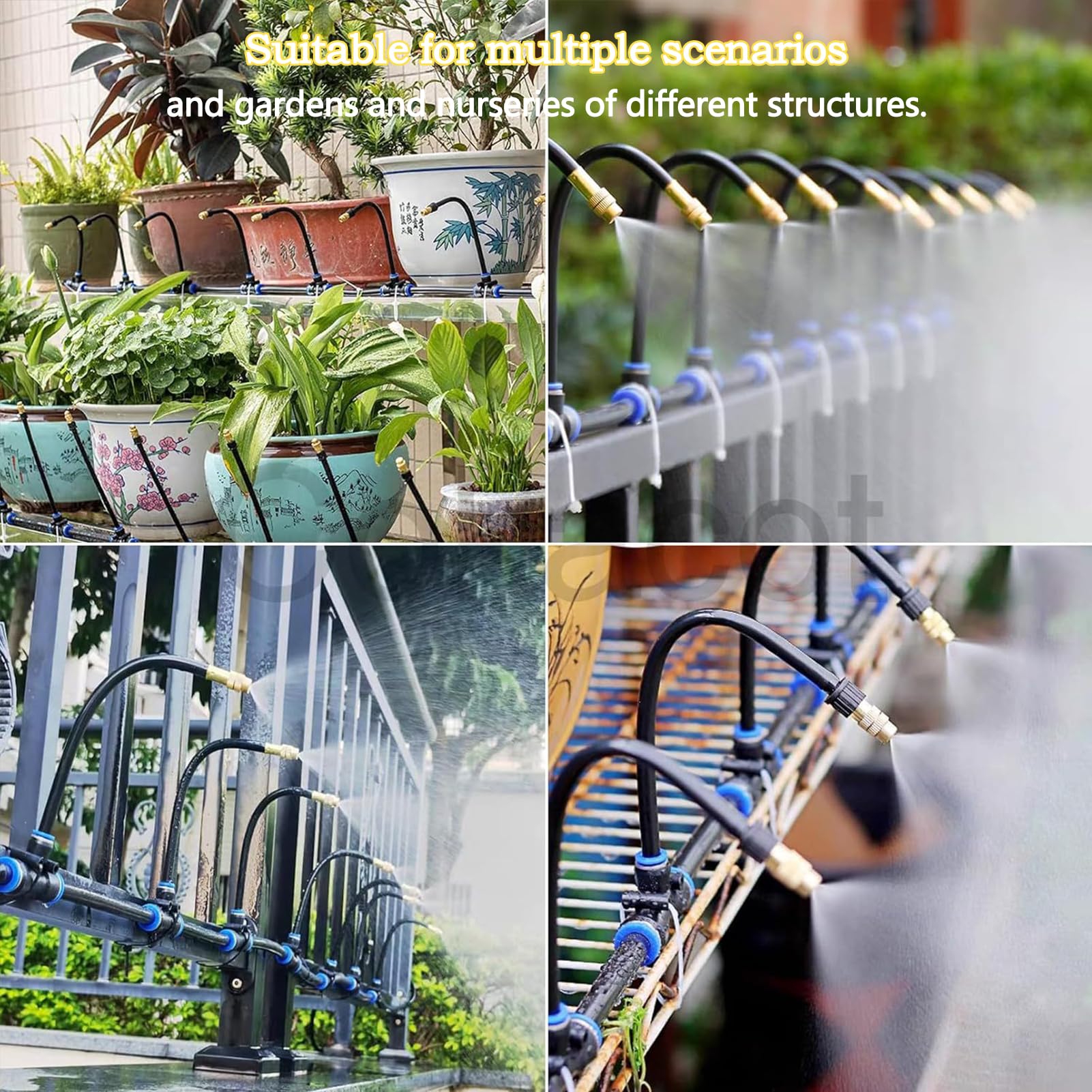 Sistema de riego de 30 m para jardín, sistema de riego ajustable a 360° | Kit de manguera de riego con 30 boquillas ajustables para balcón, jardín, invernadero