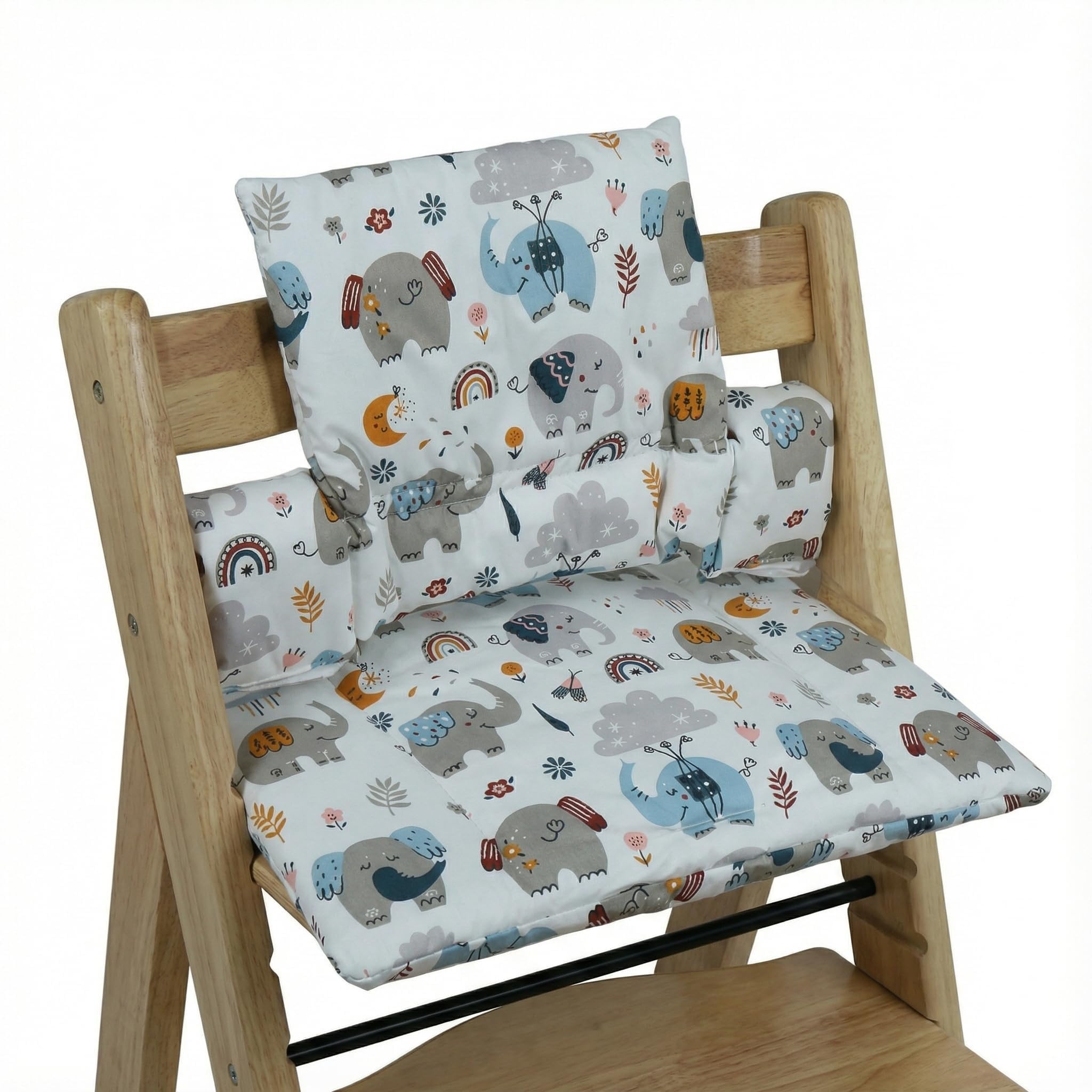 Sitzkissen für Stokke Tripp Trapp,Einfach anzubringendes und zu entfernendes Hochstuhl Sitzkissen,Hautfreundlicher Stoff,geeignet für Hauck und Stokke High Chair Cover für Babystuh (Elefant)