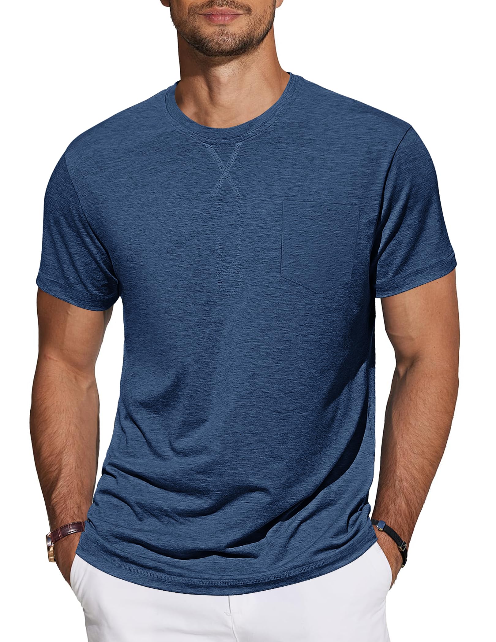 TARAINYA T-Shirt Herren Baumwolle Kurzarm Rundhals Einfarbig Shirts Männer Sommer M-4XL