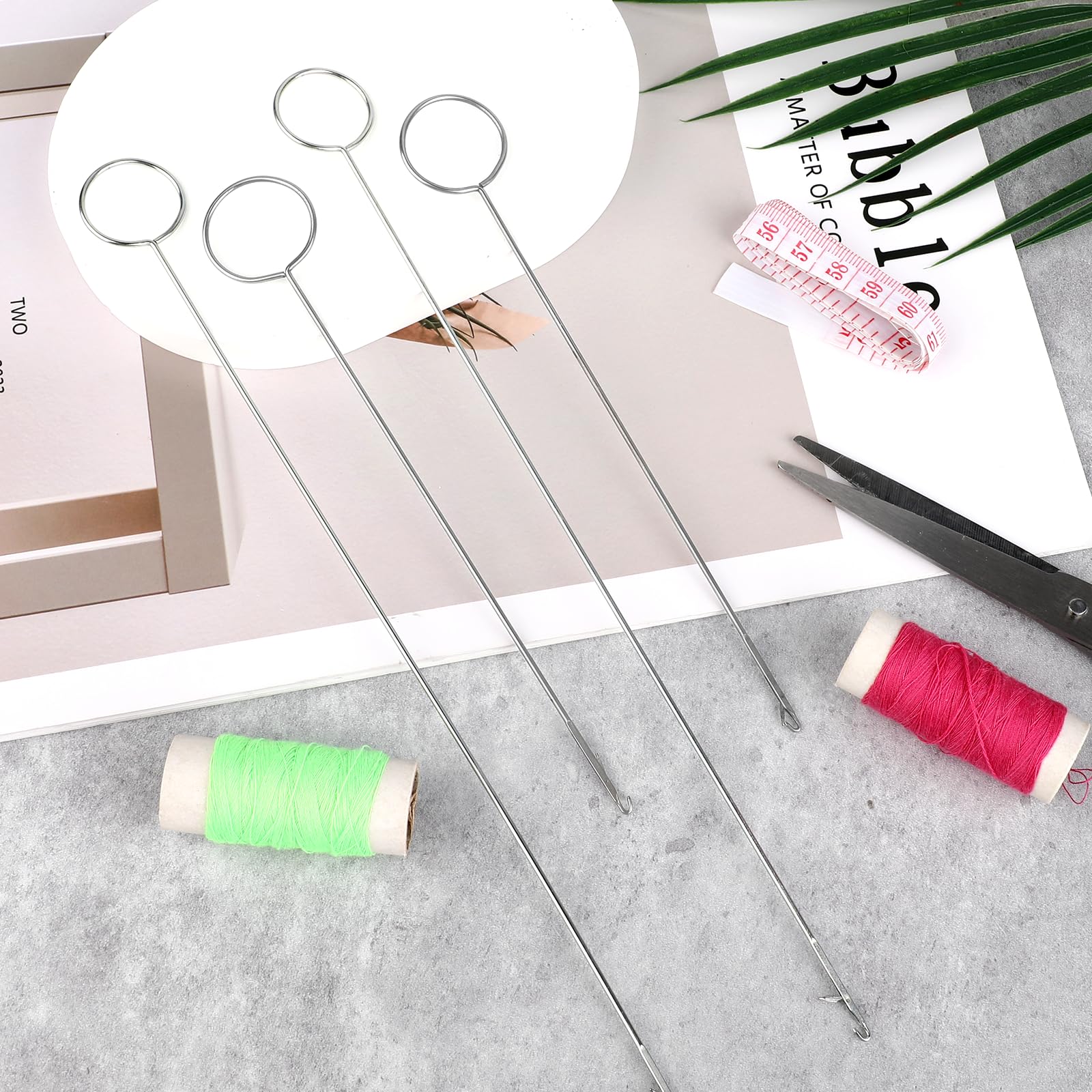 Loop Turner Sewing Tool, 4 Pieces Loop Turner Tool for Silicone Beads, Sewing Loop Turner Hook, Needle Hook, Crochet Sewing Supplies, Drawstring Threader Tool for Fabric Tube Strips DIY (10.4" & 7") - Image 7