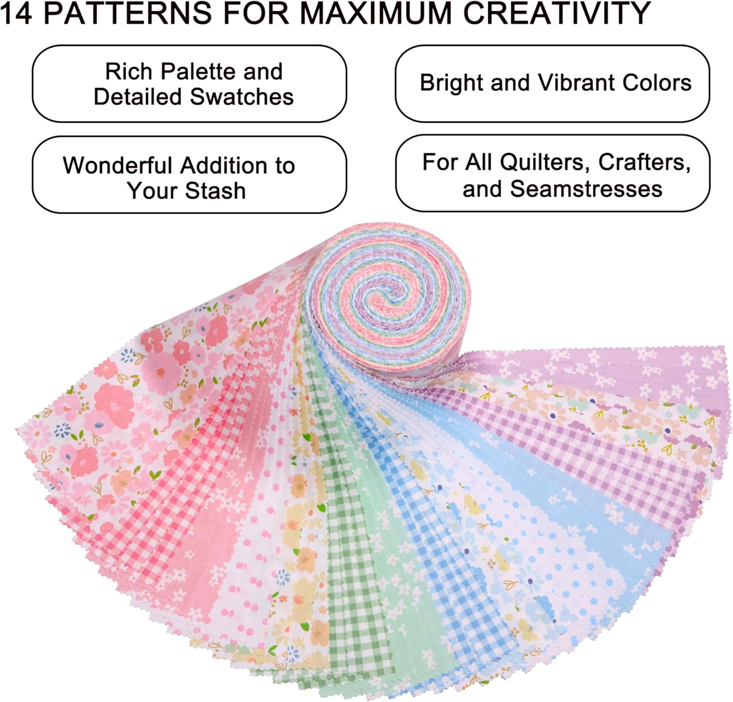 Hanjunzhao Jelly Rolls for Quilting Clearance 42 Strip 2.5" x 44" - Cotton Jelly Roll Fabric Strips Bundles - for Blanket, Rug, Upholstery, Quilt, Party Home Decor, and DIY Crafts (Sweet Garden)