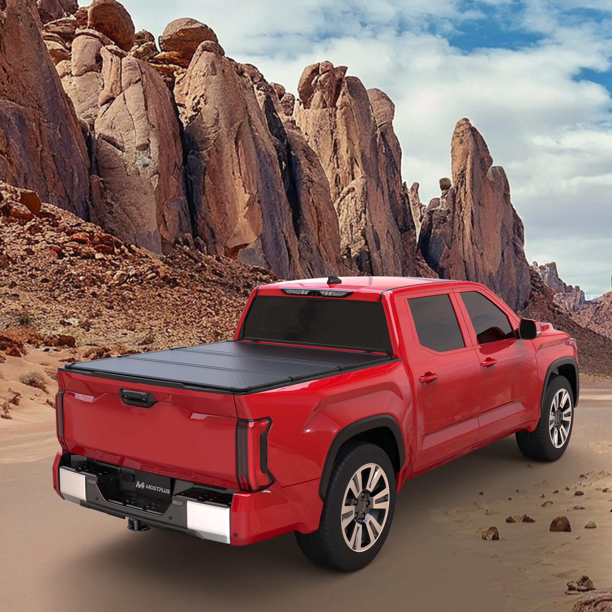 MOSTPLUS Tri Fold Fiberglass Truck Bed Tonneau Cover Compatible for 2014-2025 Toyota Tundra 5.5 FT-66 inch Bed