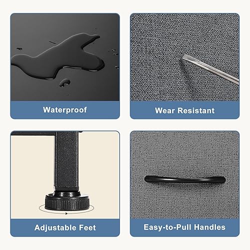 Miniatura 6 de DUMOS Cómoda para dormitorio con 4 cajones, cajones de almacenamiento, torre de almacenamiento de tela delgada, unidad organizadora de torre, cómoda