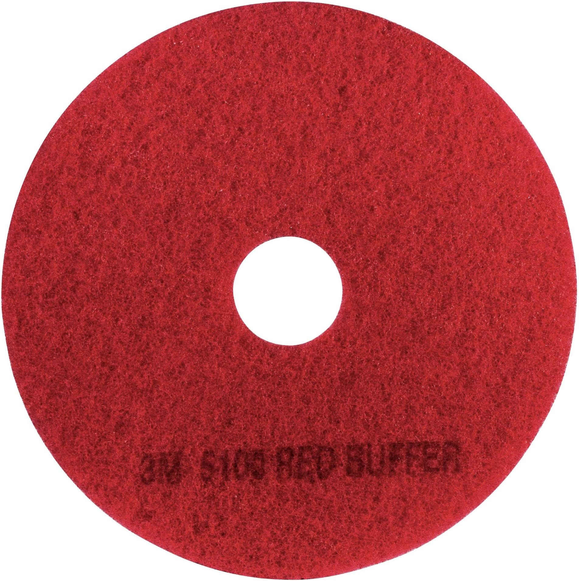 3M Buffer Floor Pad 5100, Red, 20", 5/Case, Removes Soil, Scratches, Scuff, and Black Shoe Heel