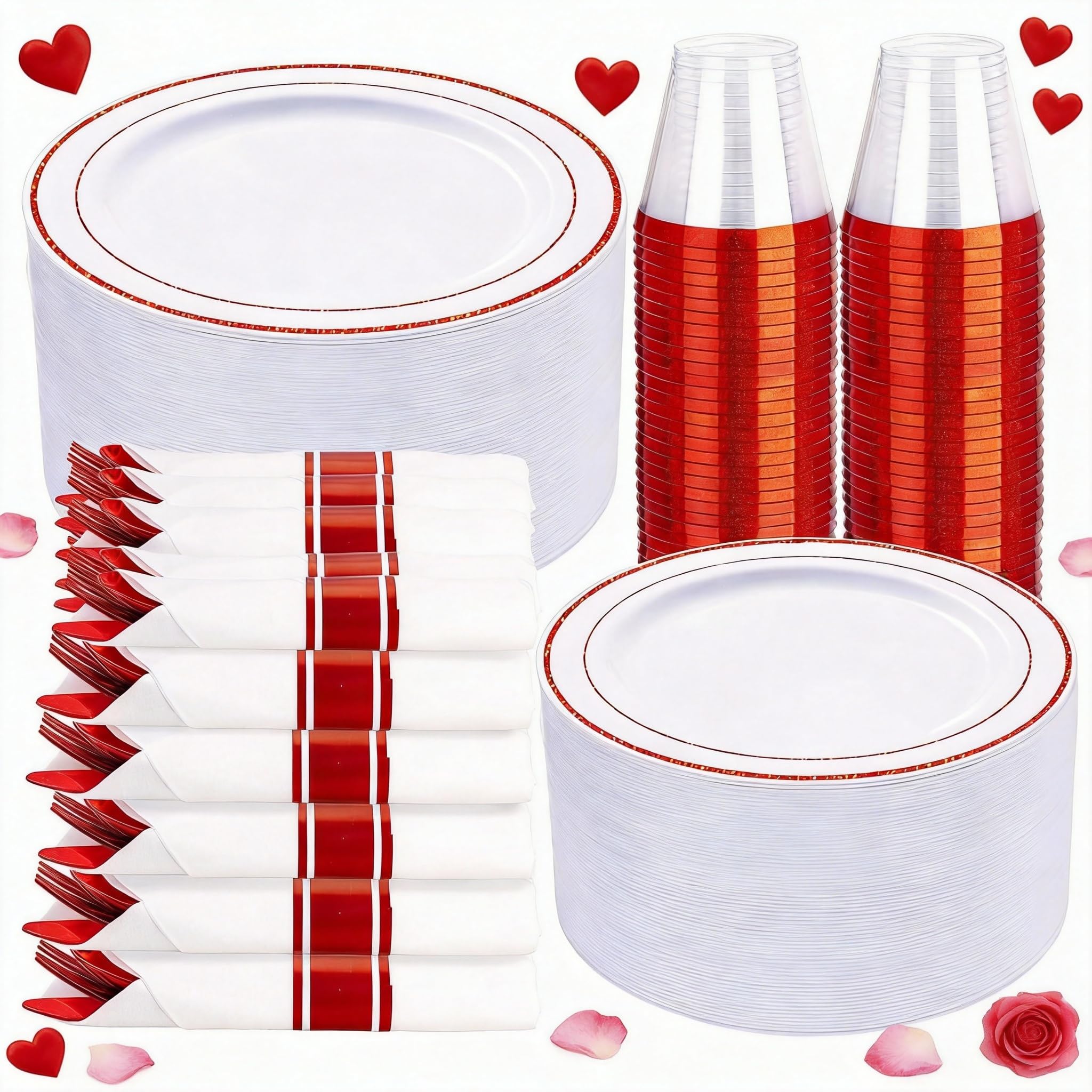 Gold Plastic Plates - 350pcs for Parties & Weddings -21