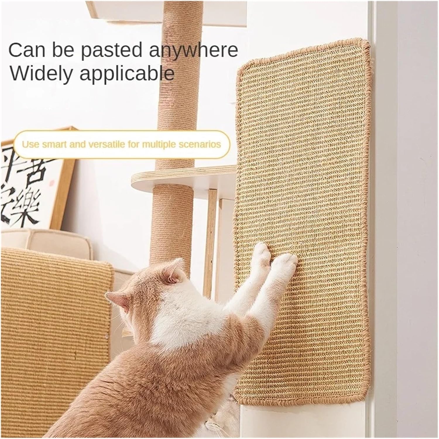 Cat Scratcher Sisal Hemp Wall Pad Furniture Protector Scratching Post for Paw Training(40cmx60cm)