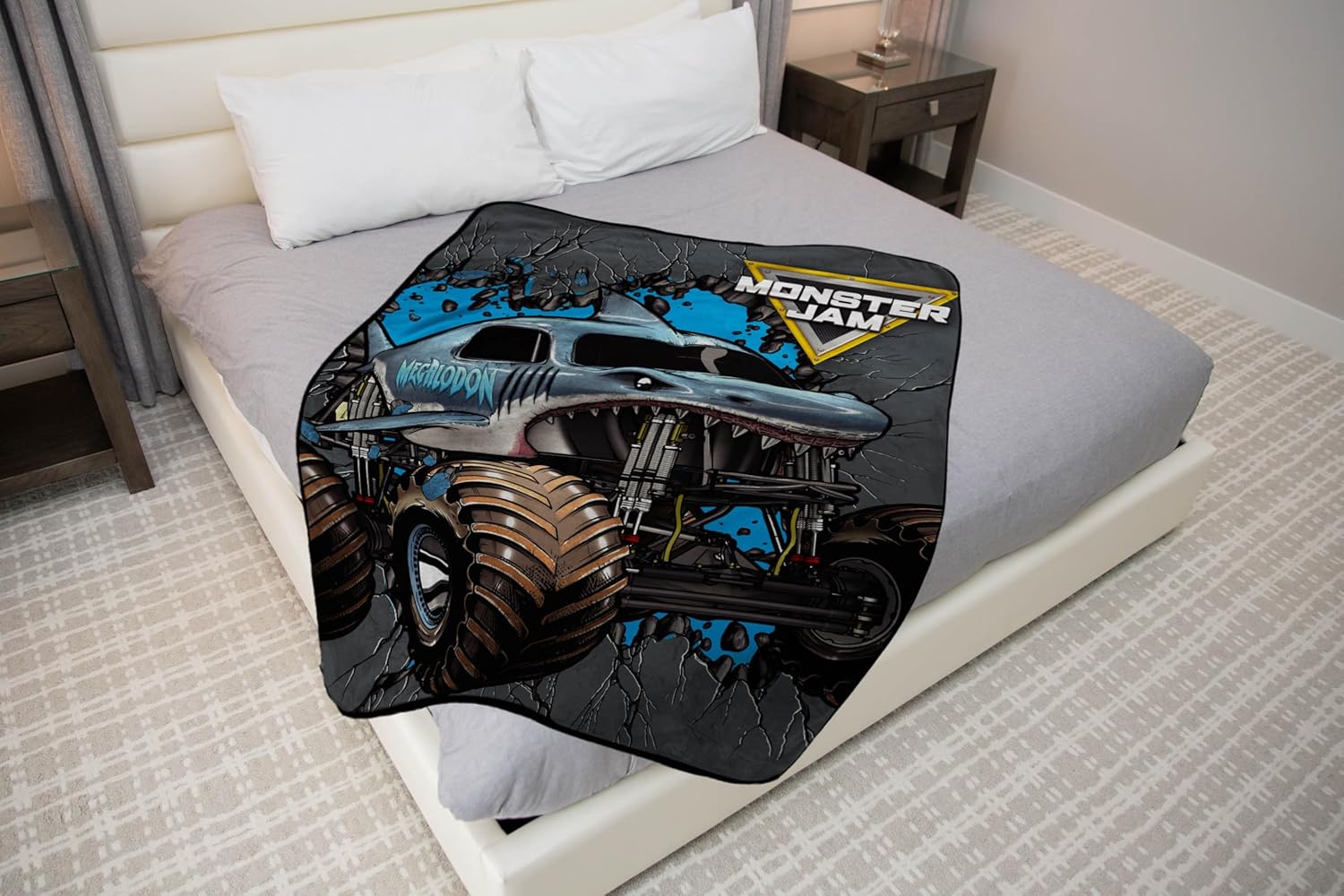 Jay Franco Kids Plush Throw Blanket – Soft & Comfy Throw for Couch or Bed – Cozy Home Décor for Living Room & Bedroom, Gray - Monster Jam, 46x60 - Throw Blanket - Image 4