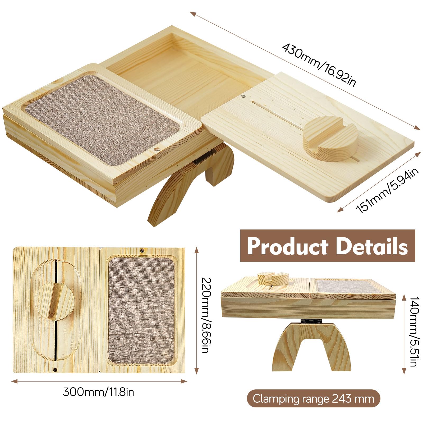 Vassoio da Divano per Bracciolo in Legno, con Supporto per Cellulare, Altamente Stabile, da Posizionare Tra I Braccioli del Divano, Ideale per Snack, Tazze, Cellulari, Telecomandi