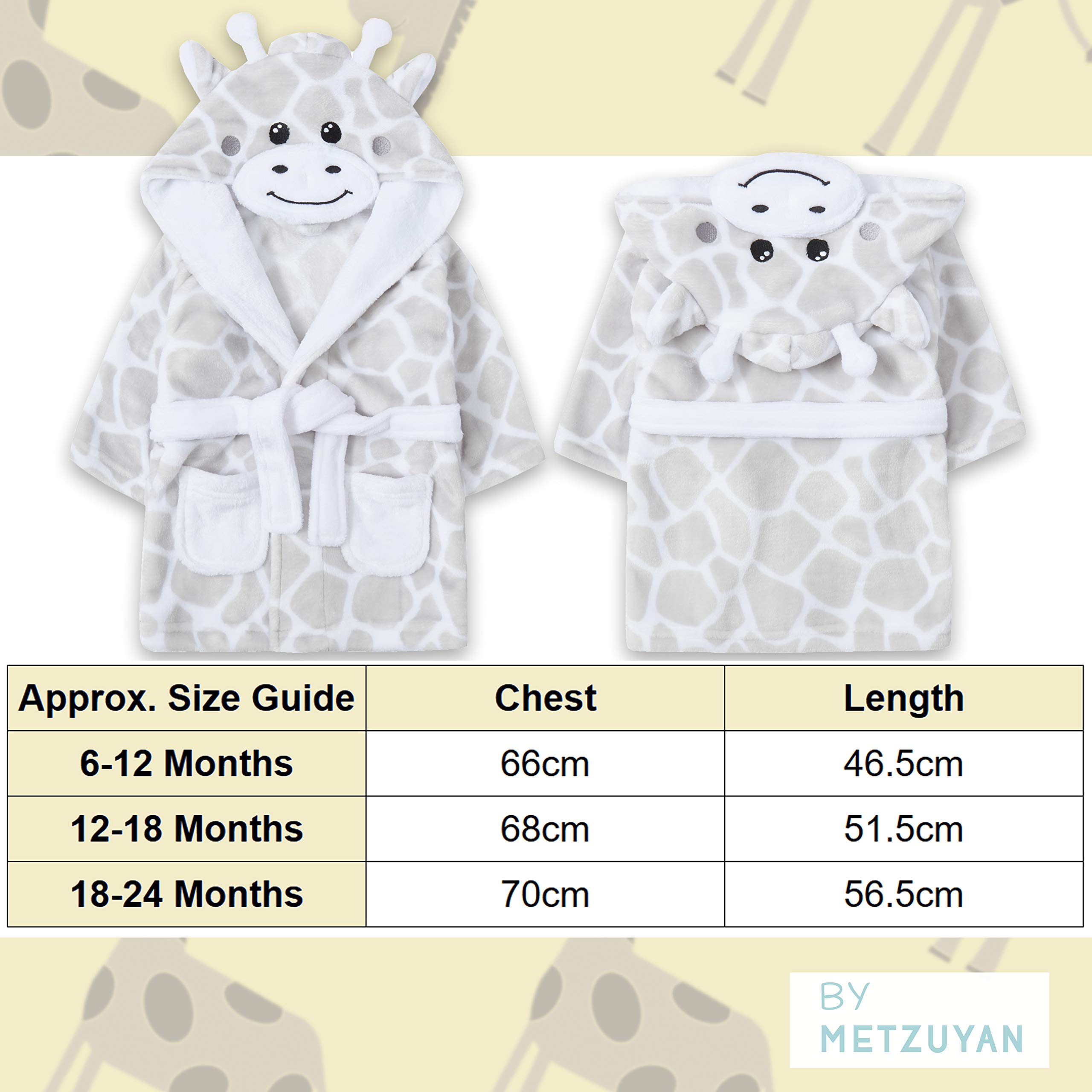 Peignoir bébé fille garçon en peluche motif girafe Metzuyan