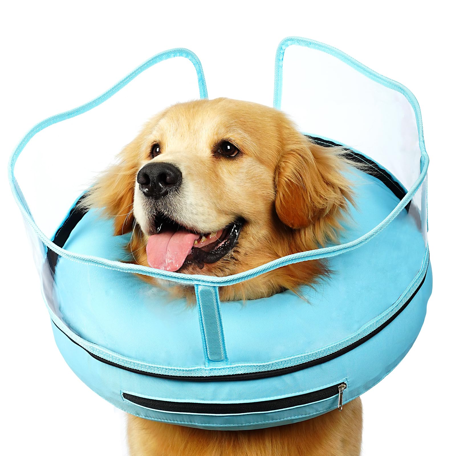 BARKLESS Dog Cone Collar, Dog Donut Collar After Surgery to Stop Licking, Inflatable Dog Cone with Sturdy Shield for Large Medium Dogs, Cone of Shame Alternatives Not Block Vision