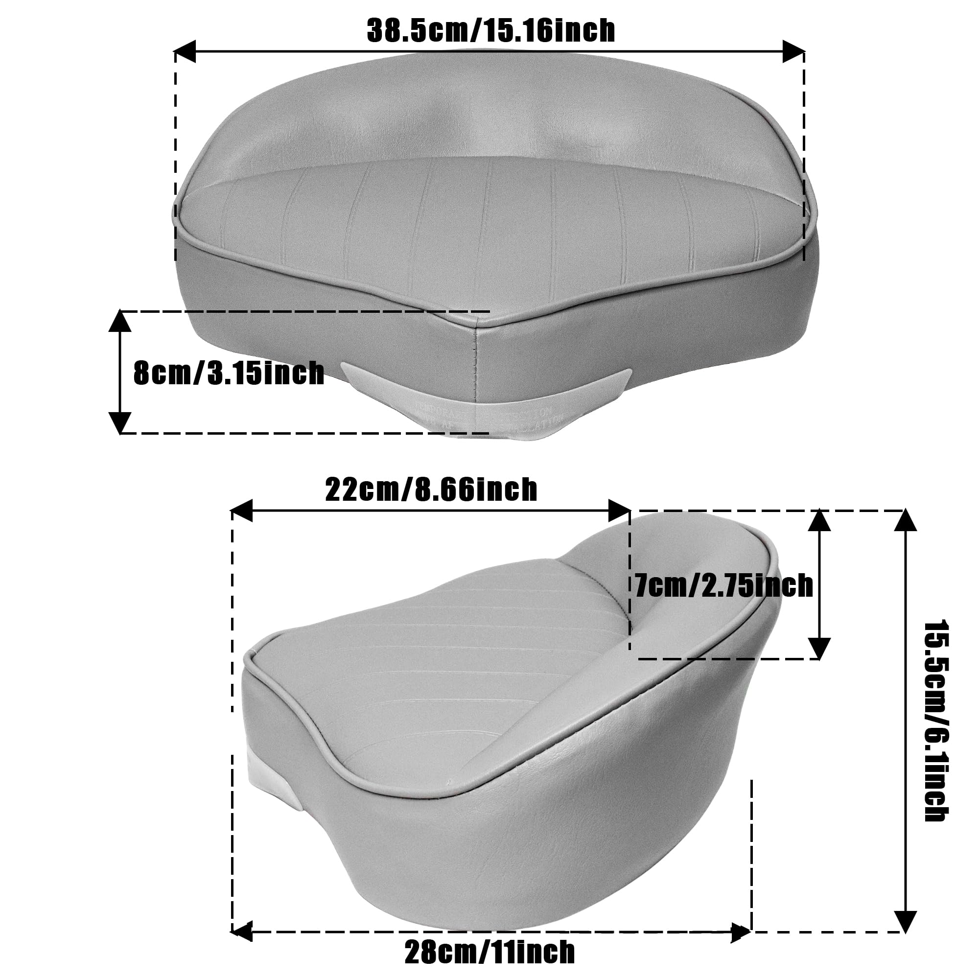 Vancus Casting Seats for Boat, Marine Grade Universal Pro Casting Fishing Bass Boat Seat Bike Butt Chair, Gray (1-Pack)
