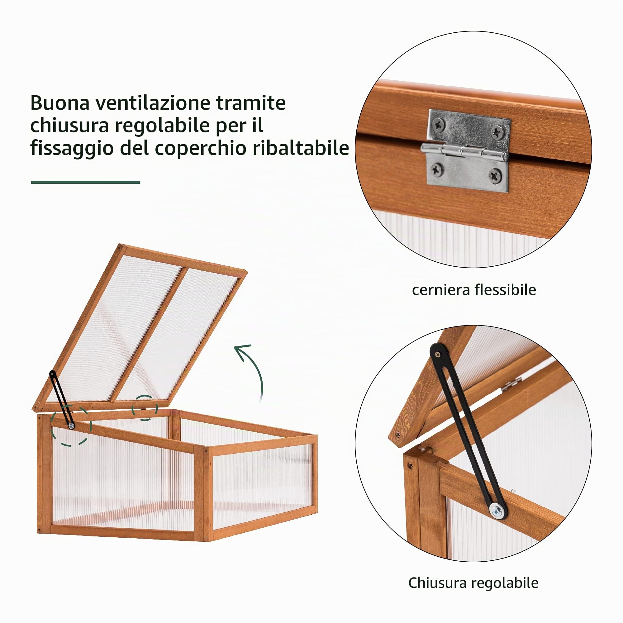 MCombo 0698 - Fioriera con copertura per piante giovani 0698, in legno e policarbonato