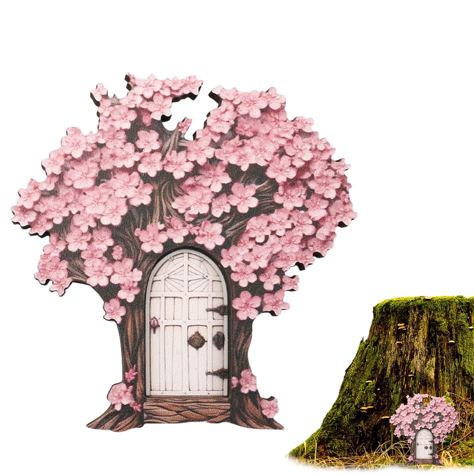Puertas de Hadas para Árboles al Aire Libre,Puerta de Hadas para Pared | Puerta de hadas de jardín puerta de elfo de madera,aturas adorables de jardín de hadas, decoración de adornos de jardín para ho