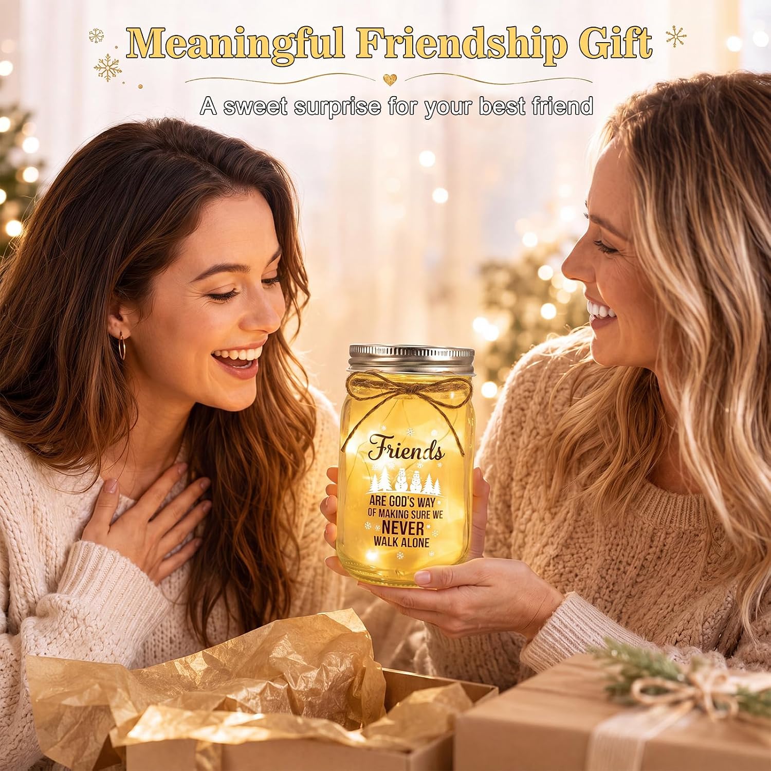 Best Friend Gift for Women Mason Jar Fairy Lights Decor image 2