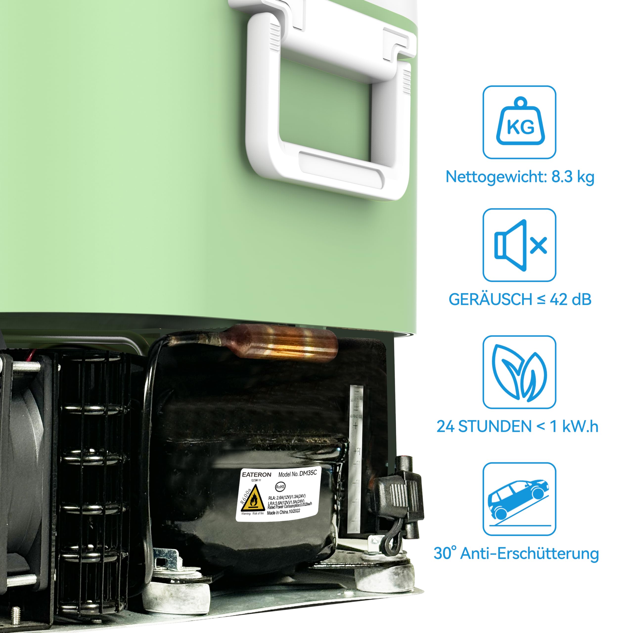 BINGI Kompressor Kühlbox 12.8 Liter Tragbarer Auto Kühlbox 12V / 24V DC und 110~240V AC Elektrische Kühlschrank Kompressor Gefrierbox für Auto LKW Picknick Camping und Heimgebrauch (‎HC-12P2)