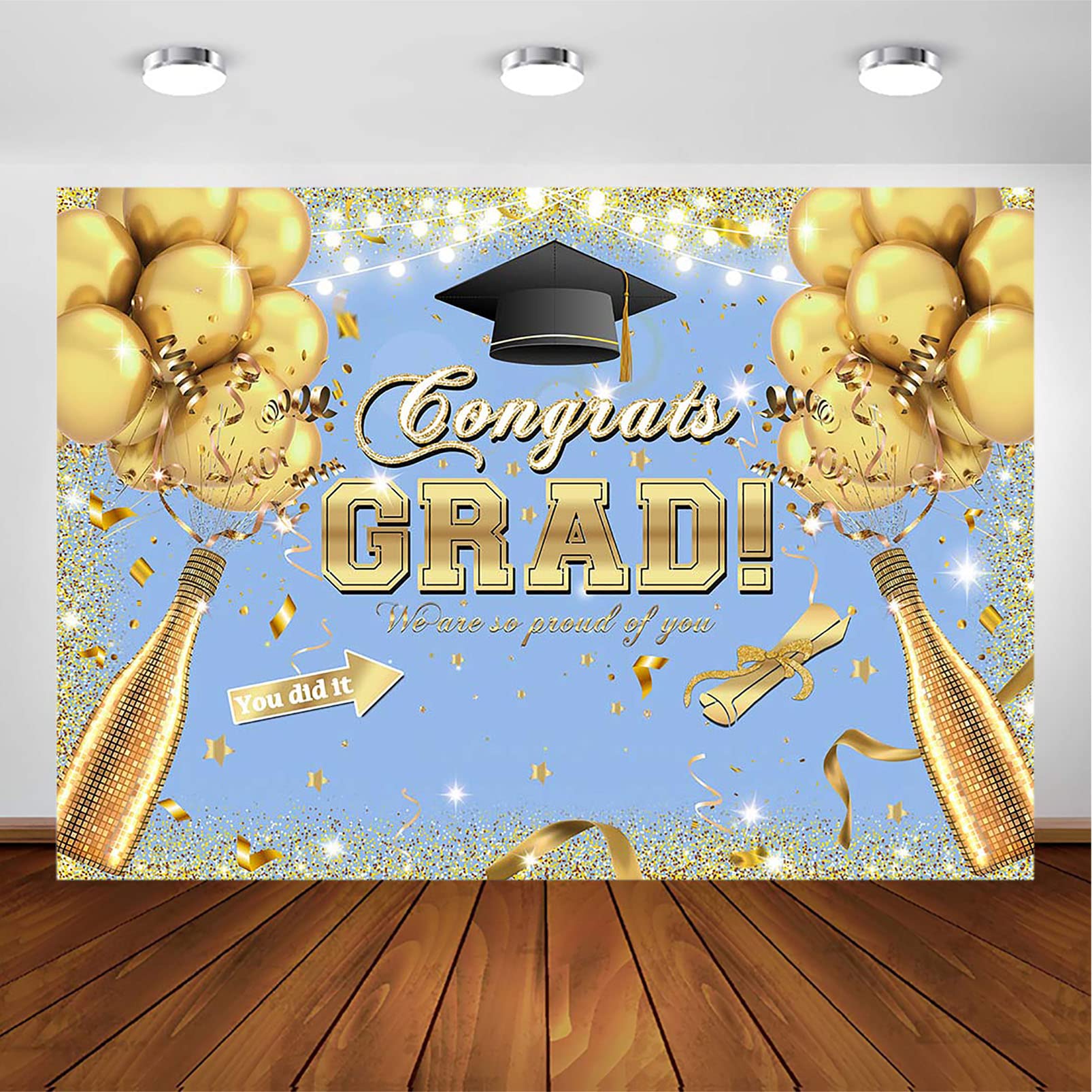 Avezano Congrats Grad Backdrop for Class of 2025 Congratulate Graduation Party Decorations Photography Background Grad Celebration Prom Party