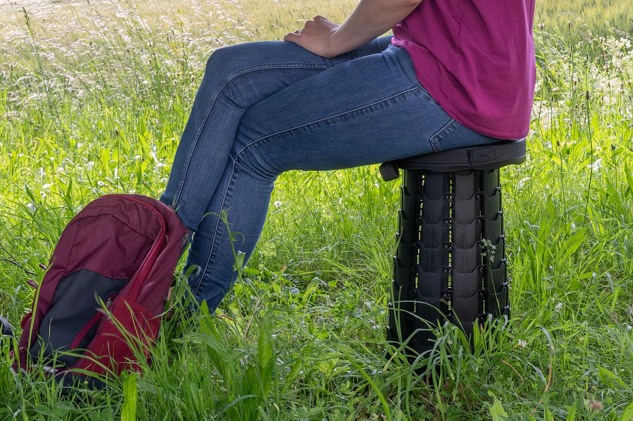 Semptec Urban Survival Technology Ausziehhocker: 4er-Set Tragbarer Teleskop-Hocker, höhenverstellbar, bis 200 kg (Sitz, Ausziehbarer Hocker, Stuhl)