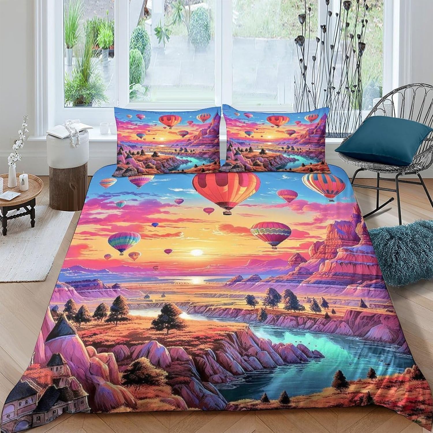 Montgolfière colorée housse de couette 260x230 pour habiller la chambre des ados