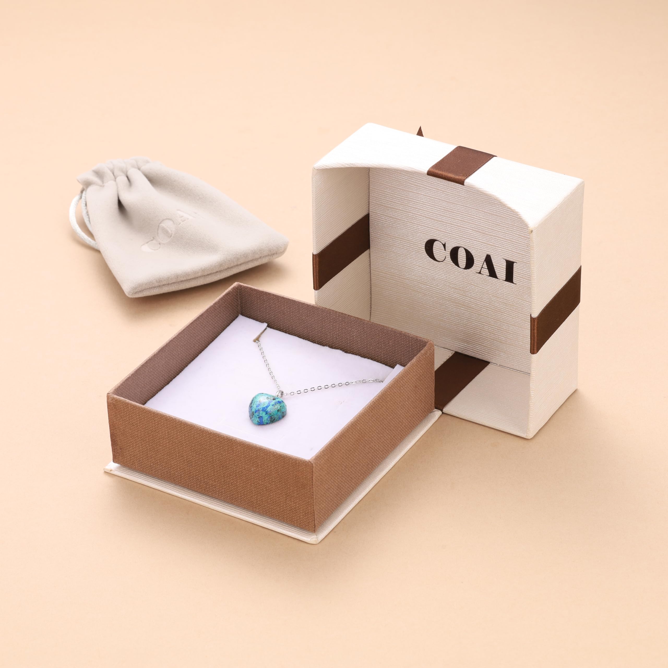 COAI Collar de Plata de Ley Mujer, Collar Piedras Naturales con Colgante de Crisocola