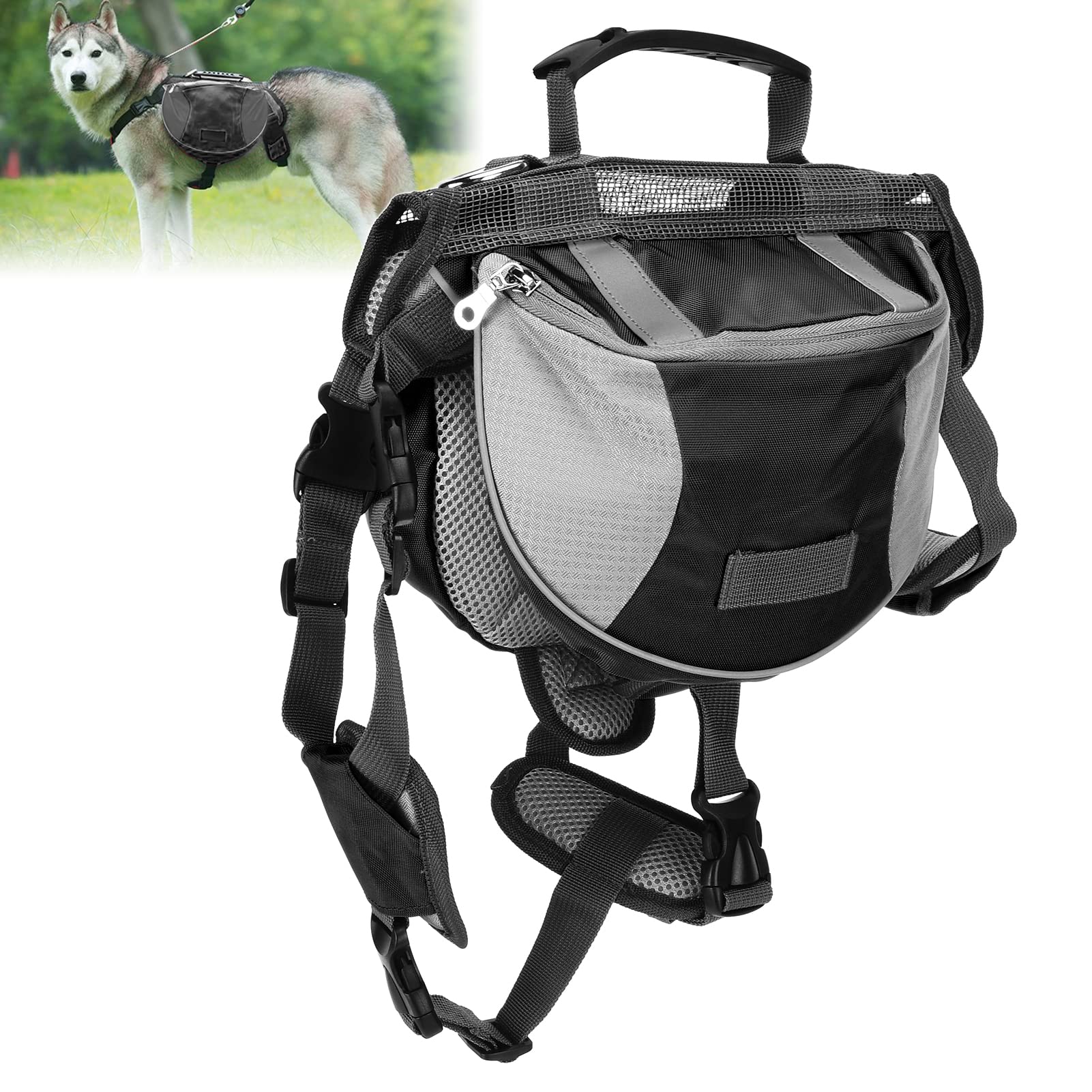 Zoeyilan Dog Saddle Bag Backpack, Dog Backpack, Dog Saddlebags Pack, Adjustable Dog Saddle Bag with Side Pockets for Hiking, Travel, Camping, Training (S)