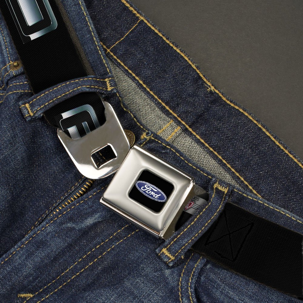 Buckle-Down Seatbelt Belt - F-150 Emblem Black/Silver-Fade - 1.0